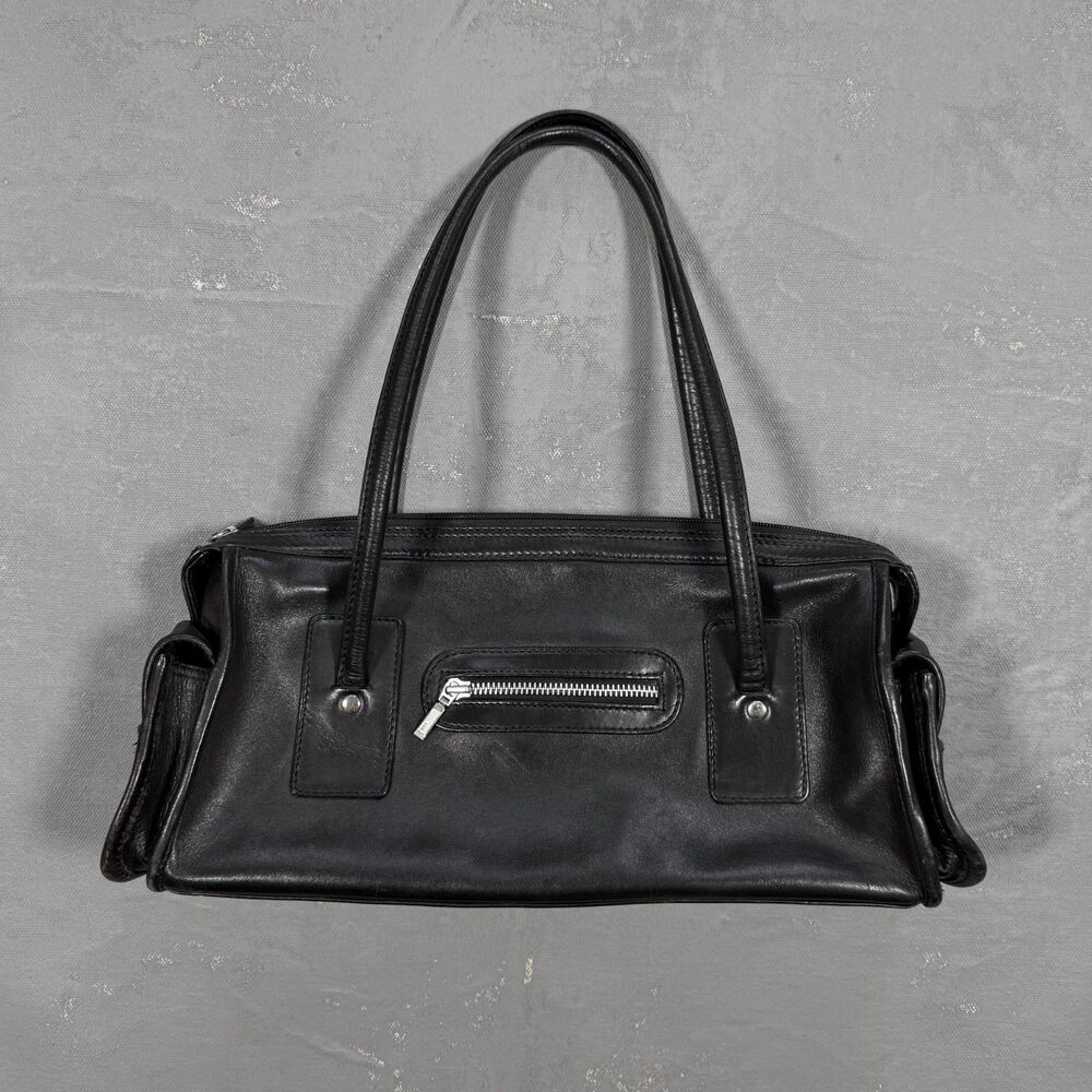 J.Crew Black Leather Rectangle Shoulder Bag Purse